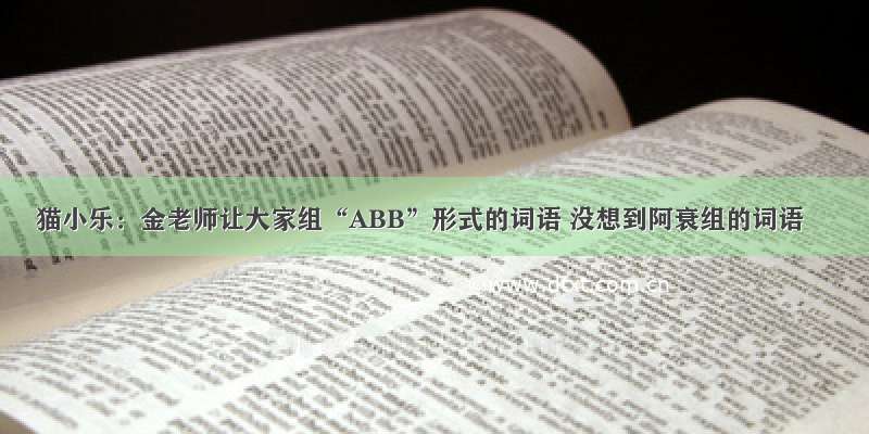 猫小乐：金老师让大家组“ABB”形式的词语 没想到阿衰组的词语