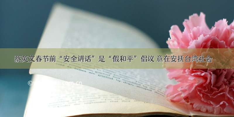 蔡英文春节前“安全讲话”是“假和平”倡议 意在安抚台湾社会