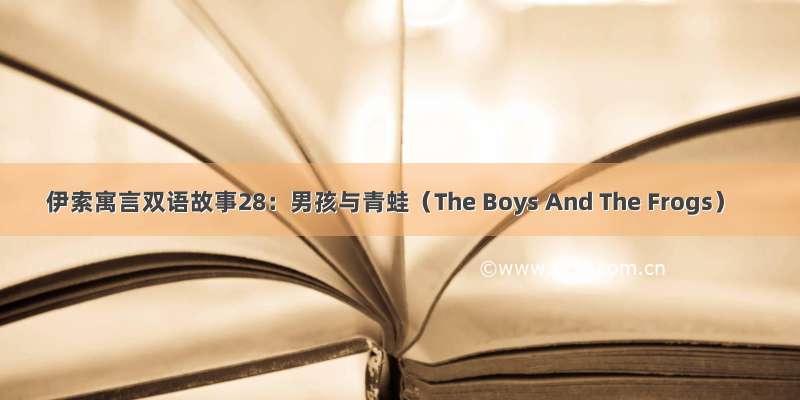 伊索寓言双语故事28：男孩与青蛙（The Boys And The Frogs）