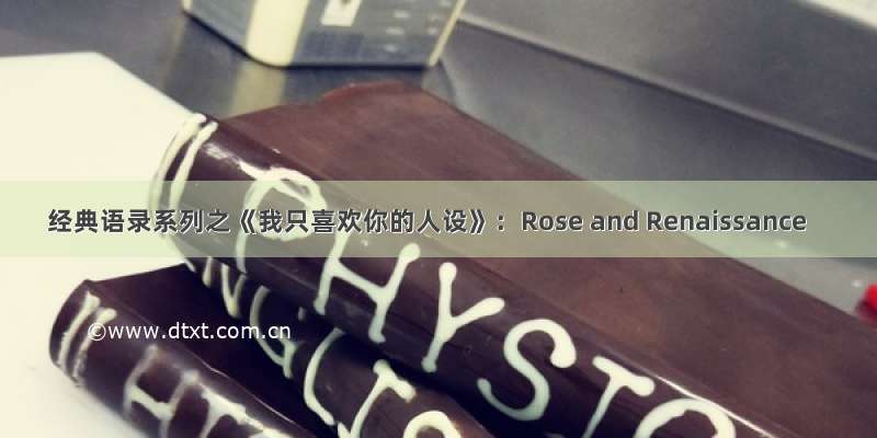经典语录系列之《我只喜欢你的人设》：Rose and Renaissance