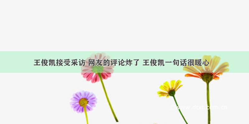 王俊凯接受采访 网友的评论炸了 王俊凯一句话很暖心