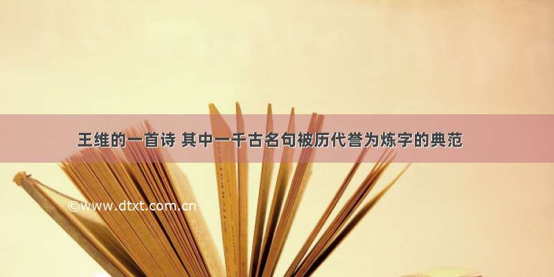 王维的一首诗 其中一千古名句被历代誉为炼字的典范