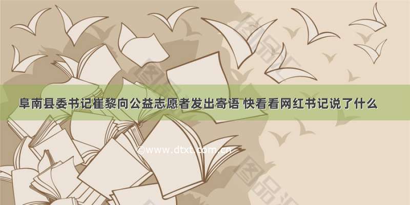 阜南县委书记崔黎向公益志愿者发出寄语 快看看网红书记说了什么