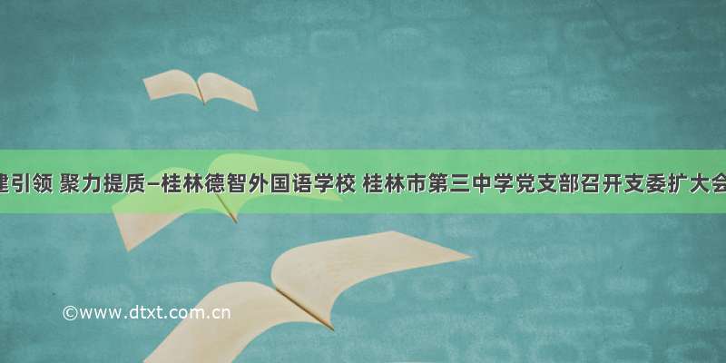 党建引领 聚力提质—桂林德智外国语学校 桂林市第三中学党支部召开支委扩大会