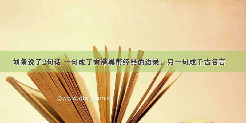 刘备说了2句话 一句成了香港黑帮经典的语录；另一句成千古名言