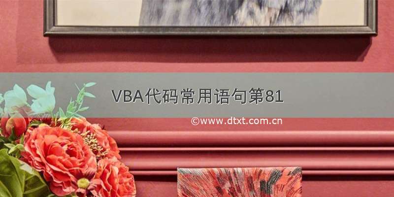 VBA代码常用语句第81