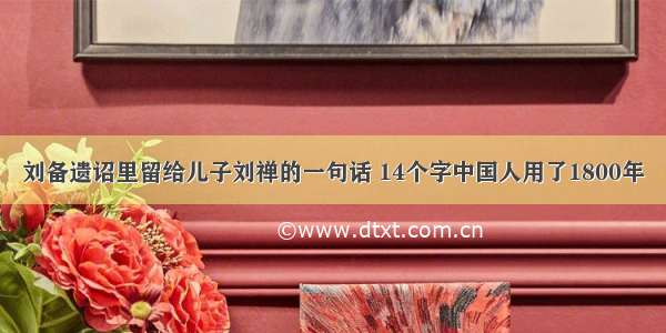 刘备遗诏里留给儿子刘禅的一句话 14个字中国人用了1800年