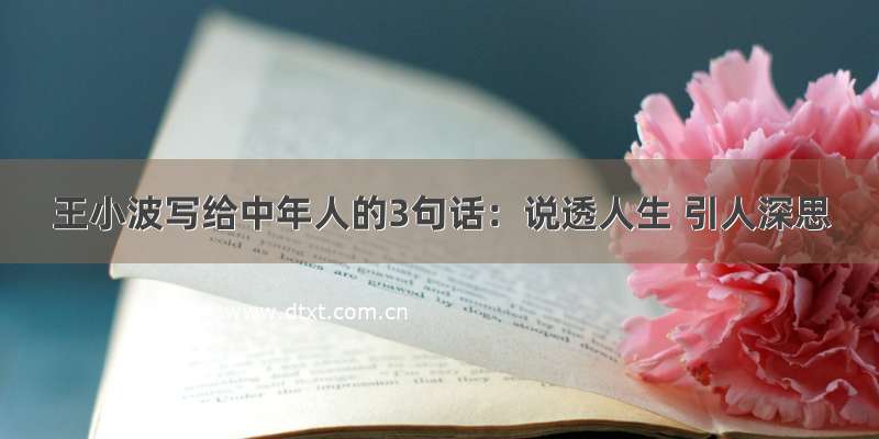 王小波写给中年人的3句话：说透人生 引人深思