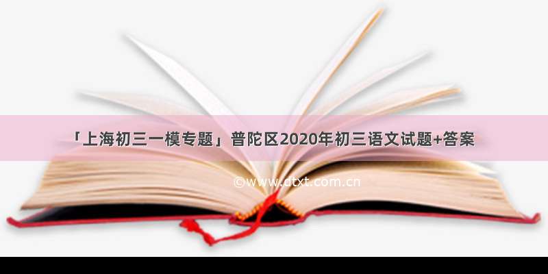 「上海初三一模专题」普陀区2020年初三语文试题+答案