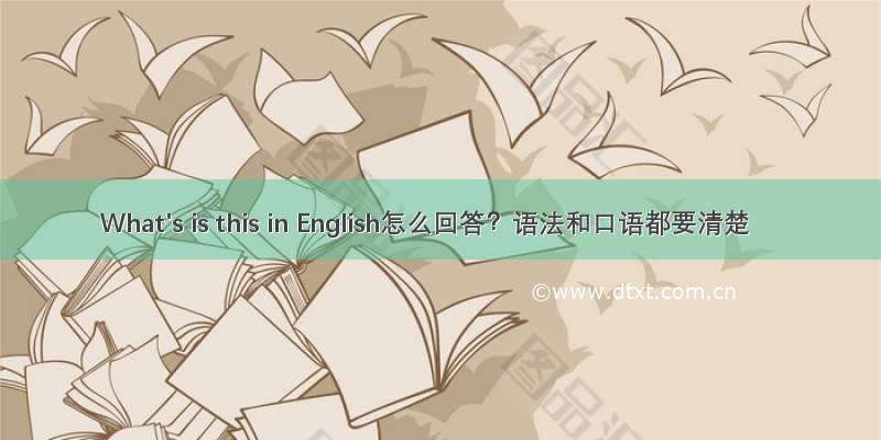 What's is this in English怎么回答？语法和口语都要清楚