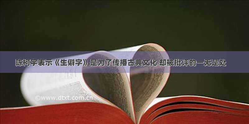 陈柯宇表示《生僻字》是为了传播古典文化 却被批评的一无是处