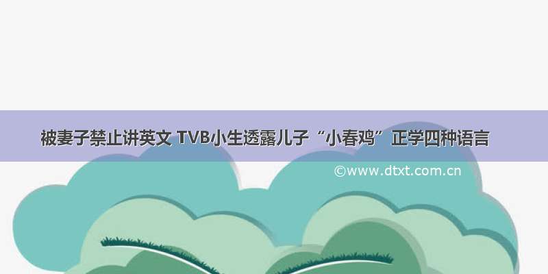 被妻子禁止讲英文 TVB小生透露儿子“小春鸡”正学四种语言