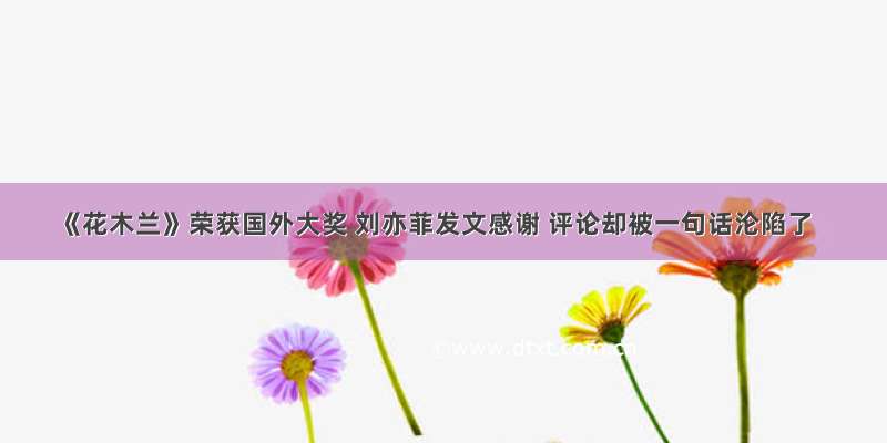《花木兰》荣获国外大奖 刘亦菲发文感谢 评论却被一句话沦陷了