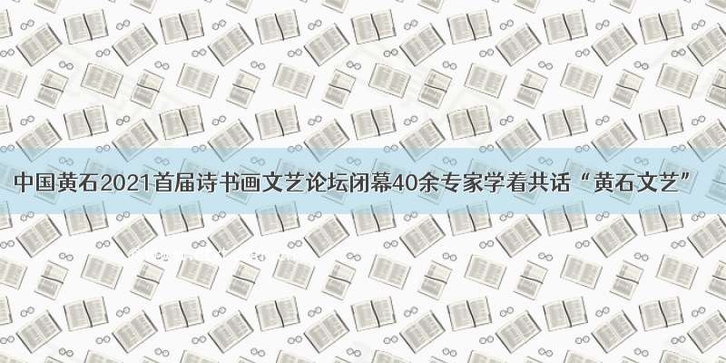 中国黄石2021首届诗书画文艺论坛闭幕40余专家学着共话“黄石文艺”