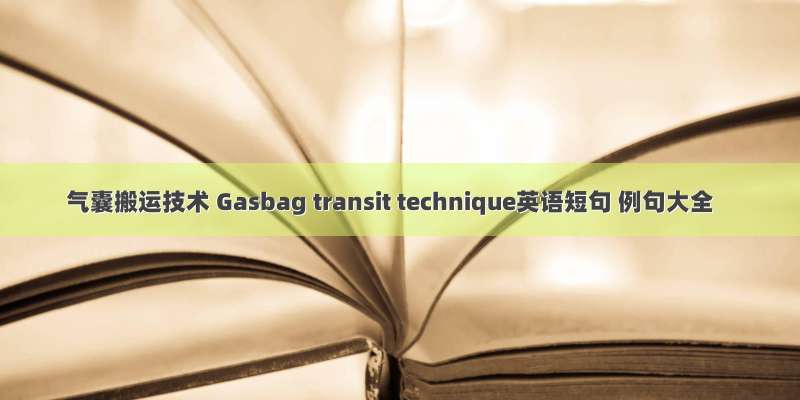 气囊搬运技术 Gasbag transit technique英语短句 例句大全