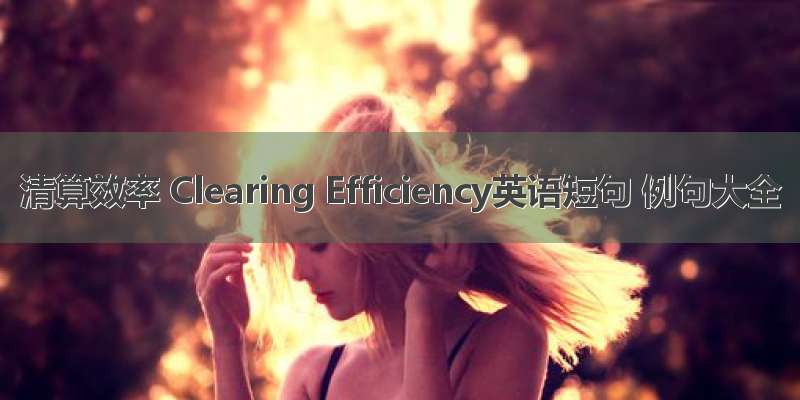 清算效率 Clearing Efficiency英语短句 例句大全