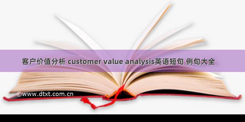 客户价值分析 customer value analysis英语短句 例句大全