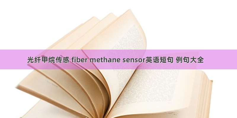 光纤甲烷传感 fiber methane sensor英语短句 例句大全