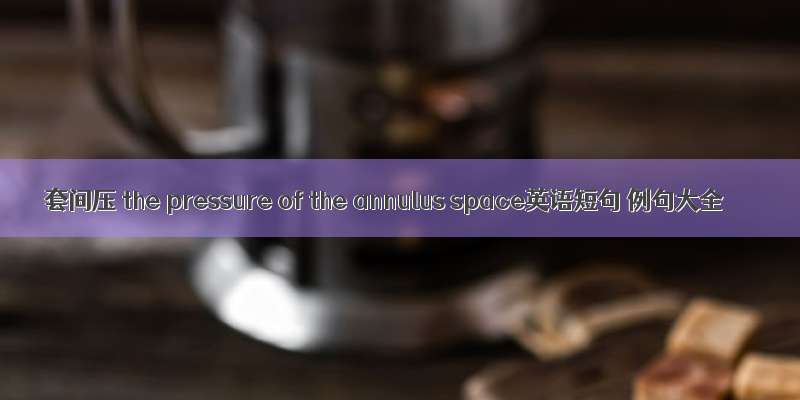 套间压 the pressure of the annulus space英语短句 例句大全