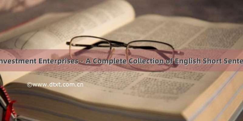 外商投资企业: Foreign Investment Enterprises - A Complete Collection of English Short Sentences and Example
