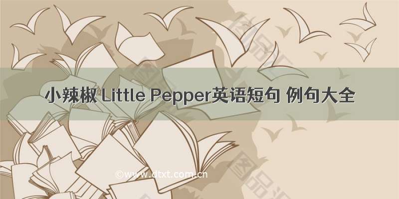 小辣椒 Little Pepper英语短句 例句大全