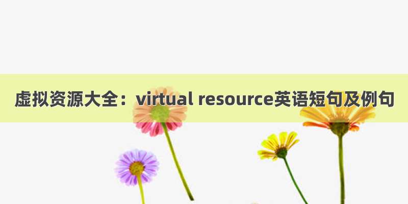 虚拟资源大全：virtual resource英语短句及例句