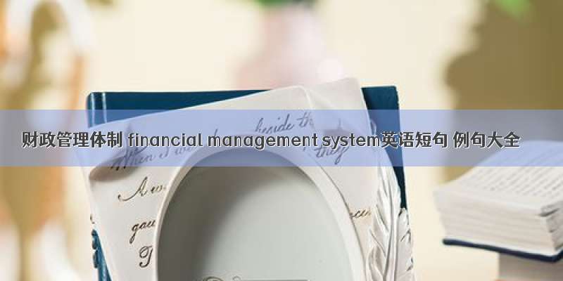 财政管理体制 financial management system英语短句 例句大全